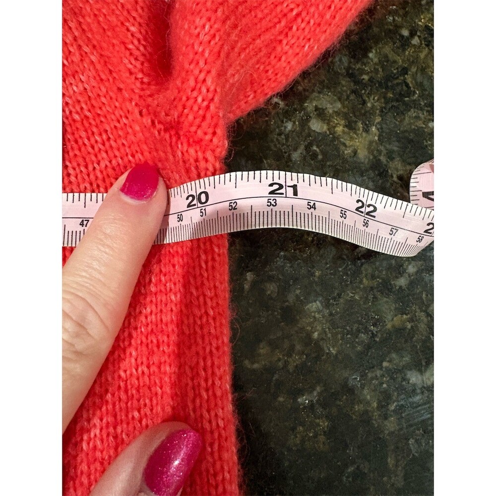 Talbots Sweater Womens Size L Orange Coral White Fair Isle Mock Neck - Picture 5 of 7